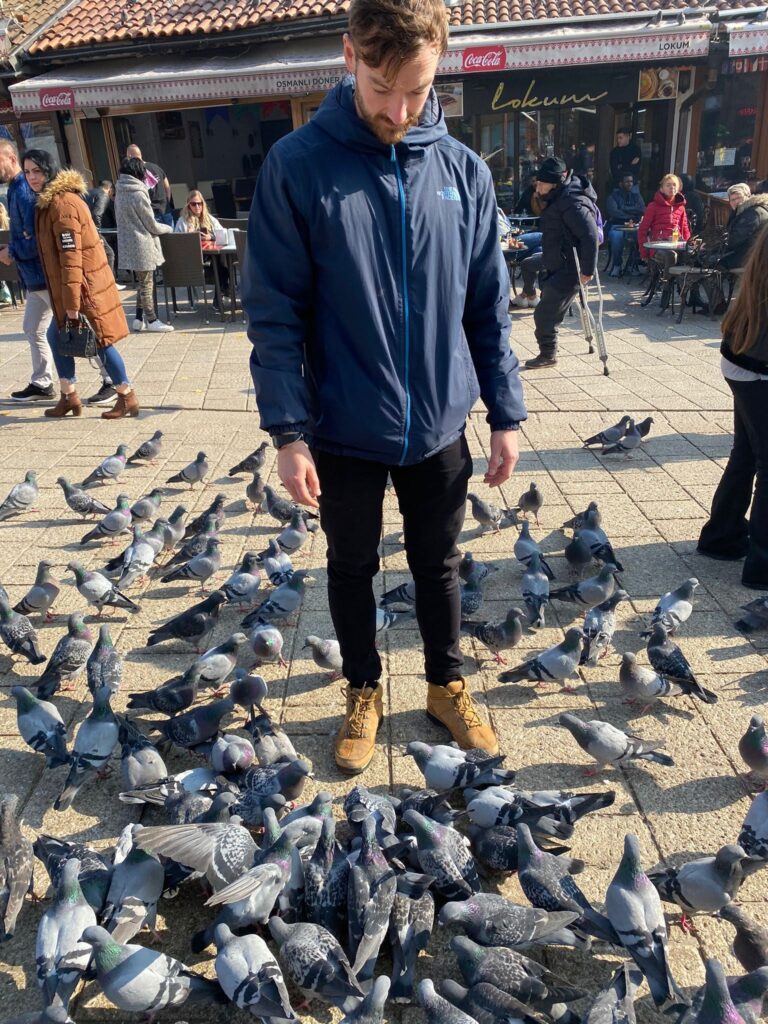 Me and some pigeons in Sarajevo