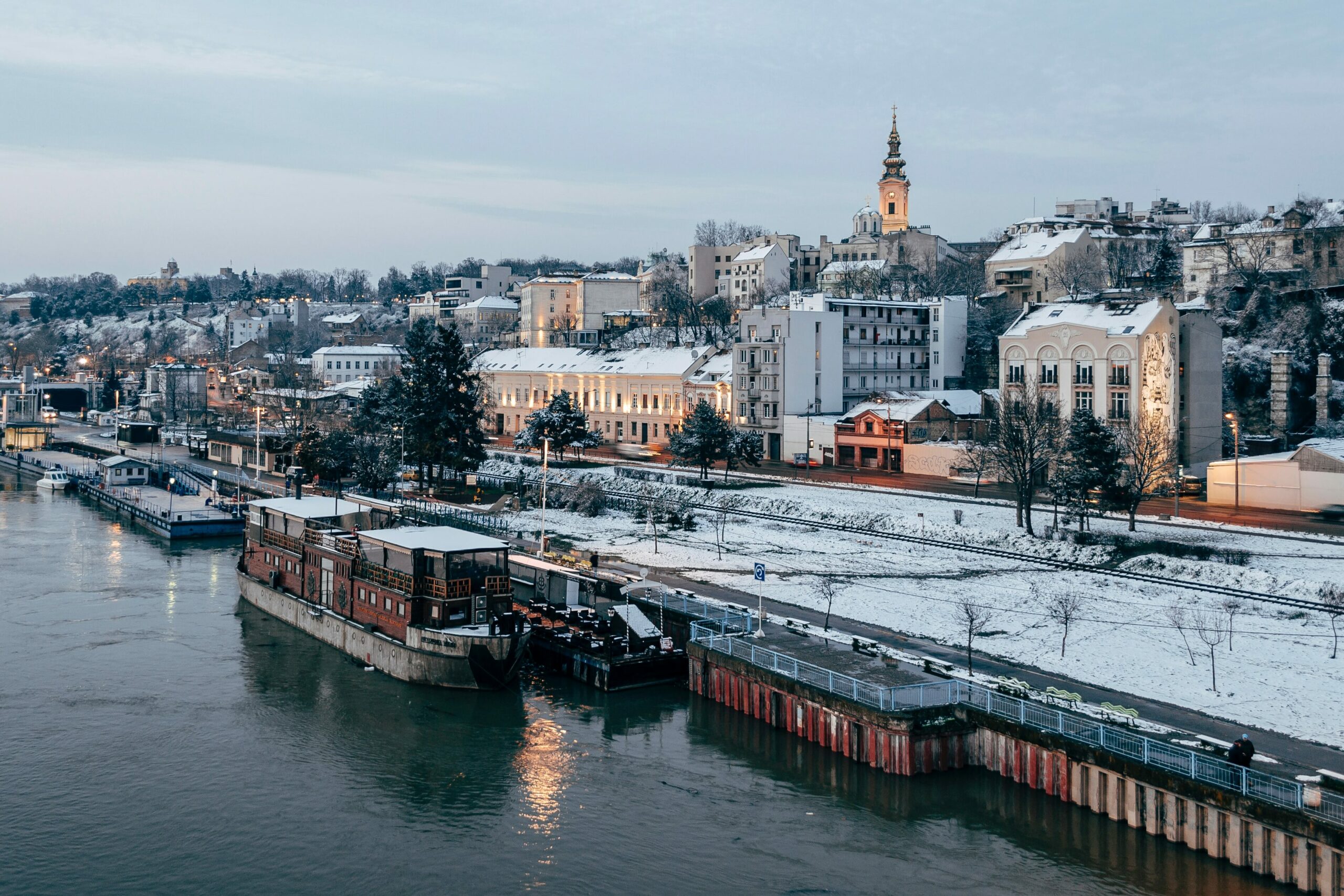 A picture of snowy Belgrade, one of the best cities in Serbia